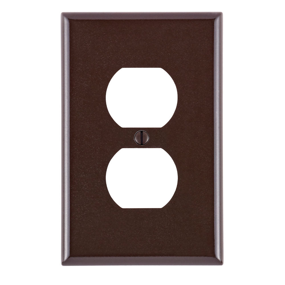 Leviton 80503 | 1-Gang Duplex Device Receptacle Wallplate, Midway Size, Thermoset, Device Mount - Brown