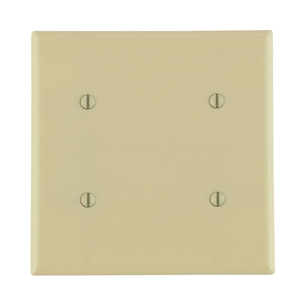Leviton 86034 | 2-Gang No Device Blank Wallplate, Standard Size, Thermoset, Strap Mount - Ivory