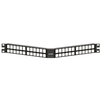 Leviton 49256-D48 | QuickPort Angled High-Density Patch Panel, 48-Port, 1RU
