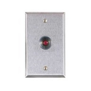 Alarm Controls RP-26 | Single Gang Stainless Steel Wall Plate With N/O Red Push Button And Guard Ring