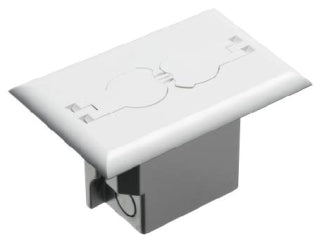 Arlington FLBRF101W | Non Metallic Box with metal covers for existing floors. Rectangular gasketed, non metallic white cover with flip lids.