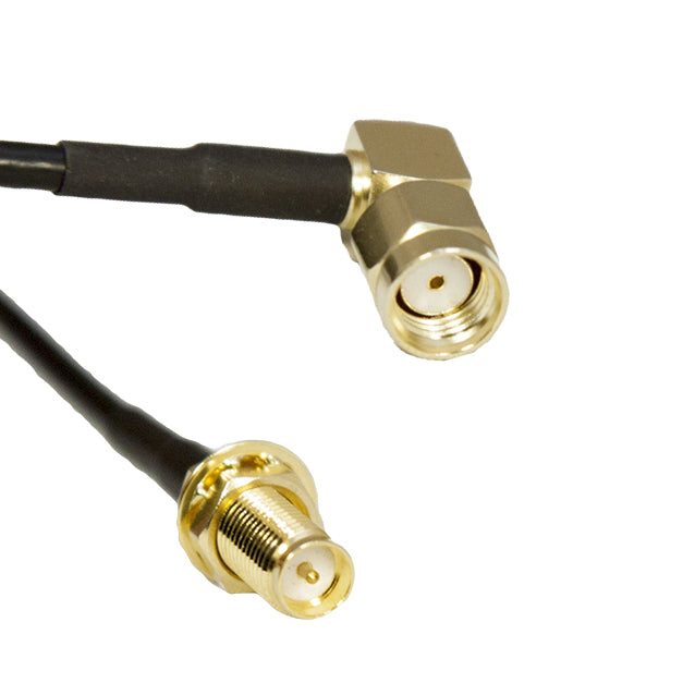 Acceltex Solutions ATS-100-RPSMABHJ-RARPSMAP-18IN | 18 Inch 100 Series RPSMA Bulkhead Jack to Right Angle RPSMA Plug Cable Assembly