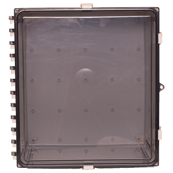 Acceltex Solutions ATS-181610P-C-L-NC | 18 Inch x 16 Inch x 10 Inch Nonconfigured Polycarbonate Enclosure with Clear Door, Latch Lock