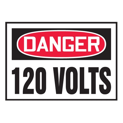 Accuform Signs LELC153VSP | Warning Labels Danger 120 Volts, 5/Pkg