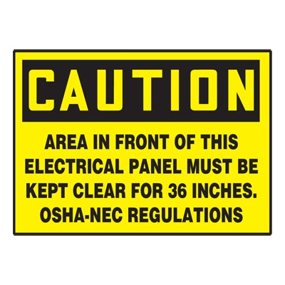 Accuform Signs LELC601VSP | Caution Area In Front Of The Elctrical Panel Must Be Clear