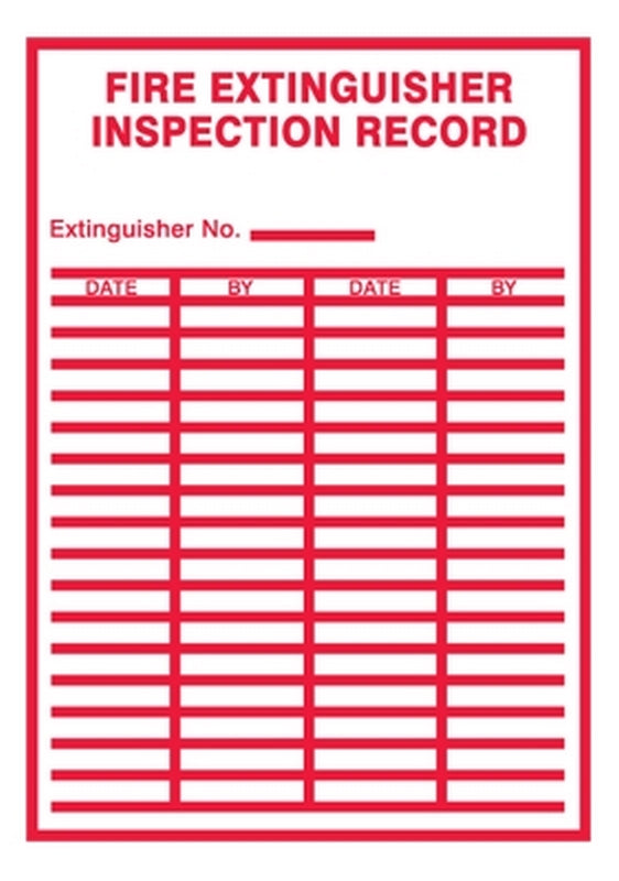 Accuform Signs LFXG529VSP | Warning Labels Fire Extinguisher Inspection Record, 5/Pkg