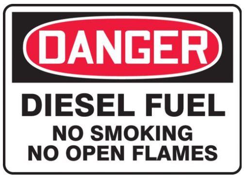 Accuform Signs MCHL270VS | Chemical Hazardous Material Signs Danger Diesel Fuel No Smoking No Open Flames