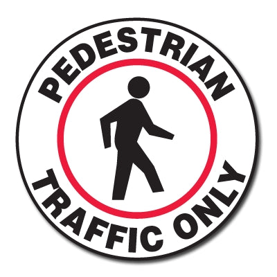 Accuform Signs MFS725 | Slip-Gard Floor Signs Pedestrian Traffic Only with Symbol, Adhesive Vinyl, 17" Diameter