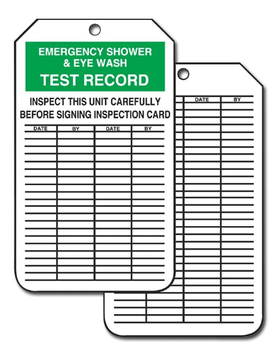 Accuform Signs MGT207PTP | Emergency Shower and Eye Wash Test Record Inspect