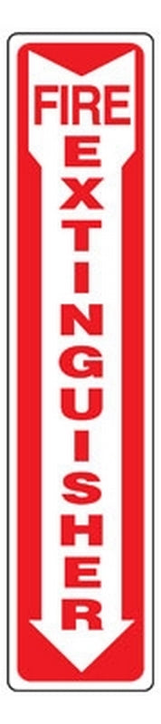 Accuform Signs PSP426 | Projection Signs L-Projection, 90D, Fire Extinguisher with Arrow, Plastic, 18"H X 4"W