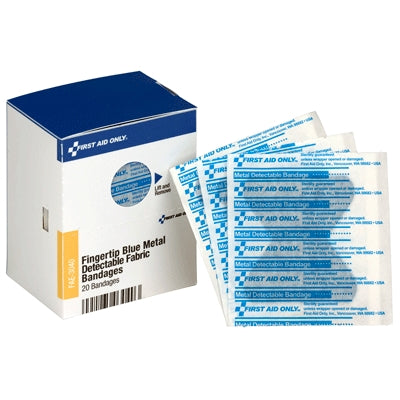 Acme United Corporation FAE-3040 | SmartCompliance First Aid Kit Refill, Blue Metal-Detectable Fabric Fingertip Bandages, 20/Pkg