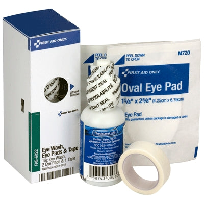 Acme United Corporation FAE-6022 | SmartCompliance First Aid Kit Refill, Eye Wash 1 Oz, 2 Eye Pads, .5" X 5 Yard Tape