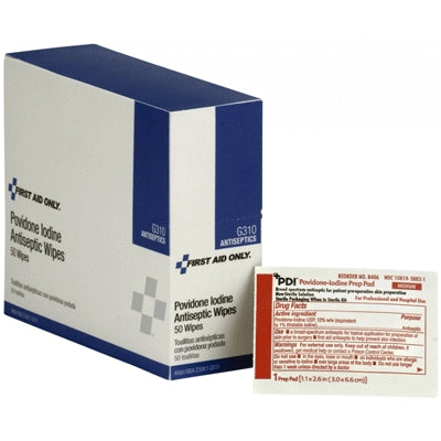 Acme United Corporation G310 | First Aid Only PVP Iodine Wipes, 50/Box