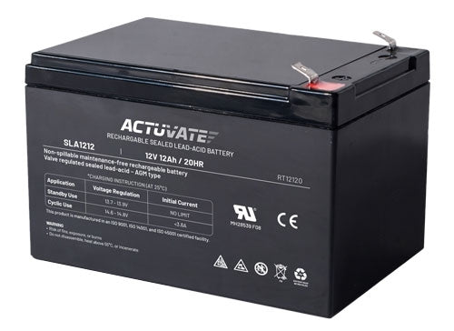Actuvate SLA1212 | Battery, Sealed Lead Acid Battery, 12 V Output, 12 Ah Battery Capacity, F1 Terminal, 3.6 A, ABS Case