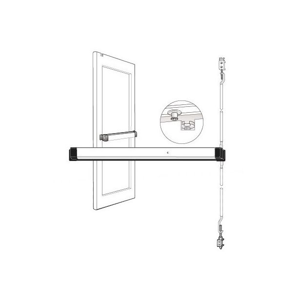 Adams Rite Manufacturing 8600-36-US32D | Narrow Stile Concealed Vertical Rod Exit Device in Satin Stainless