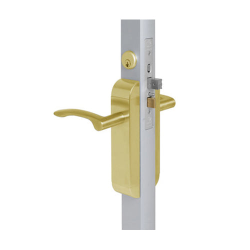 Adams Rite Manufacturing 2190-311-201-32D | Dual force Lock with Standard Flat Strike, Electrified Trim Set and 1-1/8" Backset in Satin Stainless