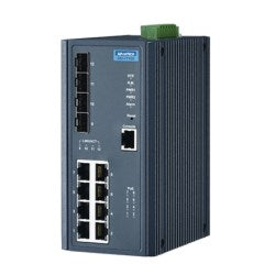 Advantech EKI-7712G-4FPI-AE | 8-Port GbE (PoE/PoE+) + 4 GbE SFP Full L2 Managed Ethernet Switch, -40 to 75°C