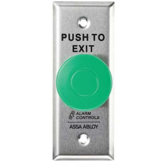 Alarm Controls TS-27RSG | 1-1/2" Diameter Red Push Button "PUSH TO EXIT" 1-3/4" Stainless Steel Plate
