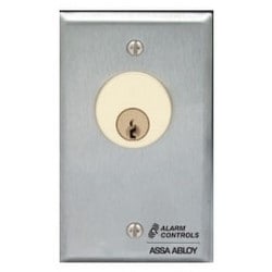 Alarm Controls MCK-4-4 | Mortise Cylinder Key Switch Station, Dpdt Alternate Action, 1-Gang, Stainless Steel, With Weatherproof Cover, Surface Mount Back Box, Tamperproofor Slotted Head Screw