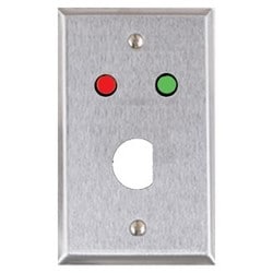 Alarm Controls RP-04 | Single Gang Stainless Steel Wall Plate With 1/4" Red And Green Leds And 3/4" "D" Hole For Ace Lock
