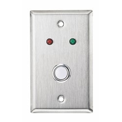 Alarm Controls RP-05 | Single Gang Stainless Steel Wall Plate With 1/4" Red And Green Leds And N/O Flush White Push Button