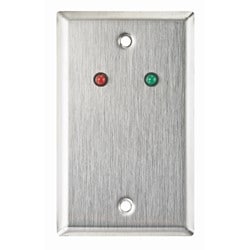 Alarm Controls RP-09 | Single Gang Stainless Steel Wall Plate With 1/4" Red And Green Leds