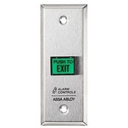 Alarm Controls TS-9 | Pushbutton, Momentary, Dpdt, 35/120 Vac, 3A, 1-3/4" Wall Plate, 5/8" X 7/8" Rectangular