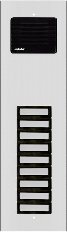 Alpha Communications ES612/09 | 9 Plast Button L/S Panel - Alum.