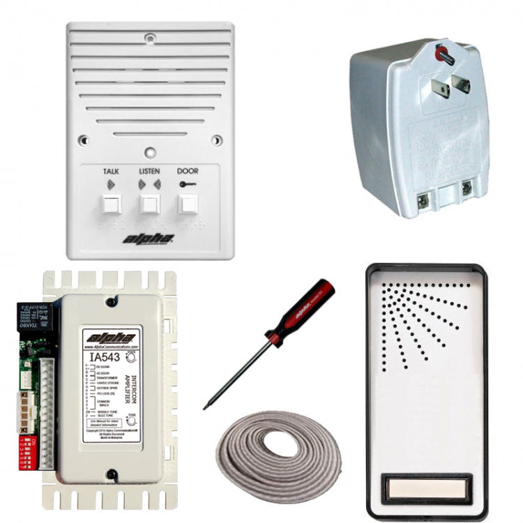 Alpha Communications IK543/1S | 1-Unit Entry Intercom Kit + Wire