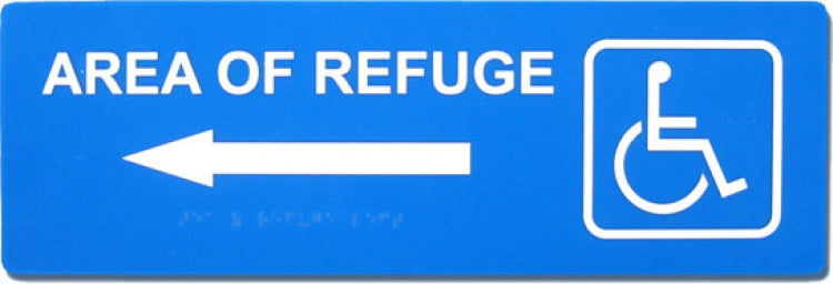 Alpha Communications RSN7047L | Refuge Arrow Sign, Left, Blue