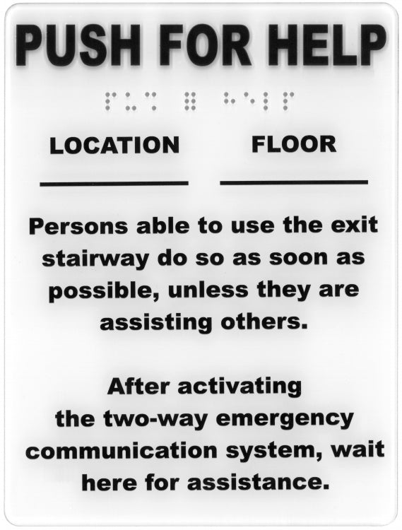 Alpha Communications RSN7049 | Wall Sign, Self-Stick Backing, Instruction, Location, 6" Width x 0.375" Depth x 8" Height, White Plastic