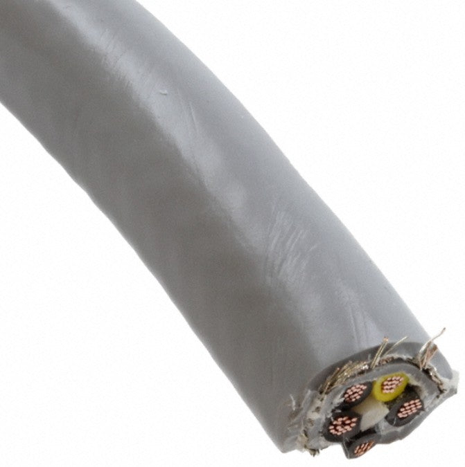 Alpha Wire 65805CY SL005 | 18 AWG, 5-Conductor Stranded Bare Copper Cable, PVC Jacket, Gray, RoHS Compliant, 100 feet
