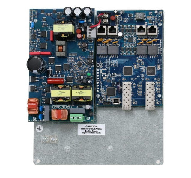 Altronix NETWAYSP4BTPL3 | Dual Fiber Optic SFP 1G Link, 4-port Hardened Network Managed 802.3bt 4P PoE Switch and 320W Power Supply/Charger mounted on Backplane