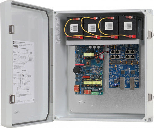 Altronix NETWAYSP8WPX37 | Dual Fiber Optic SFP 1G Link, 8-port PoE+ Switch and Power Supply