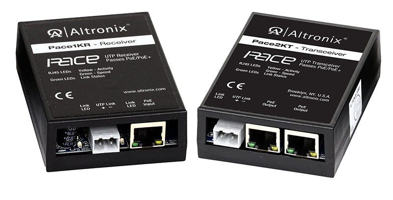 Altronix PACE2KRT | Long Range Single Pair (UTP) Ethernet Adapter Kit includes: Pace1KR Receiver and Pace2KT Transceiver