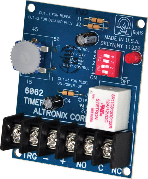 Altronix 6062 | Timer, Multi-Purpose, 12/24VDC 1 Second to 60 Minutes, Board