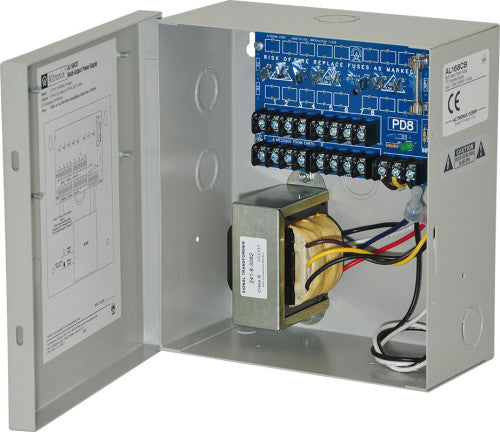 Altronix AL168CB | Power Supply, 8 PTC Outputs, 16VAC @ 6A, 115VAC, BC100 Enclosure