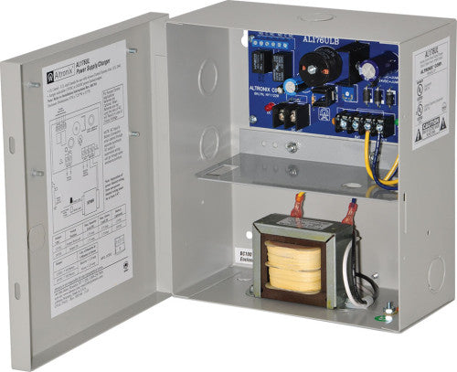 Altronix AL176UL | Access Control Power Supply Charger, Single PTC Class 2 Output, 12/24VDC @ 1.75A, 115VAC, BC100 Enclosure