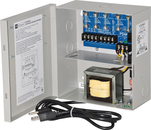 Altronix ALTV244UL3 | CCTV Power Supply, 4 Fused Outputs, 24/28VAC @ 3.5A, 115VAC, BC100 Enclosure, includes 3-wire line cord