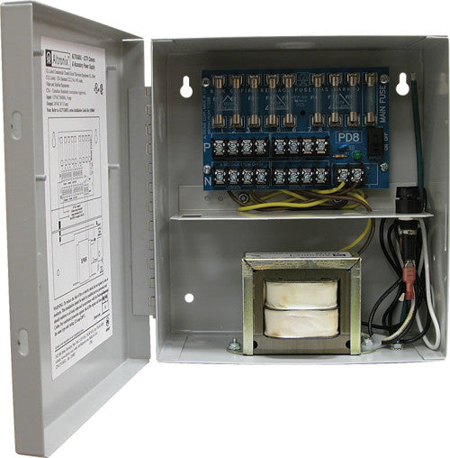 Altronix ALTV248220 | CCTV Power Supply, 8 Fused Outputs, 24/28VAC @ 4A, 220VAC, BC100 Enclosure