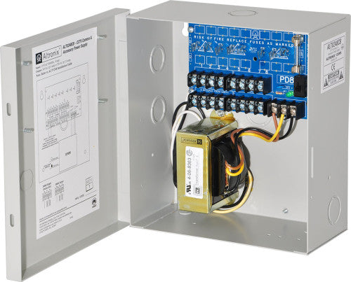 Altronix ALTV248CB | CCTV Power Supply, 8 PTC Outputs, 24/28VAC @ 4A, 115VAC, BC100 Enclosure