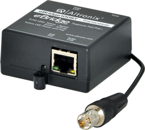 Altronix EBRIDGE100ST | EoC Single Port Small Transceiver, 100Mbps, Passes PoE/PoE+, Requires Compatible Receiver