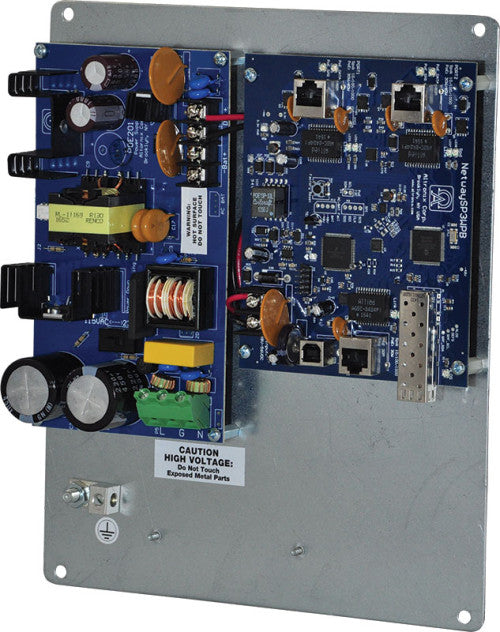 Altronix NETWAYSP3PL | Single 1G Fiber SFP, 3 port 10/100/1000 (2 ports PoE/PoE+ 60W Hi-PoE & 1 port PoE/PoE+); Hardened 120W Power Supply/BatChgr & Switch Boards mounted on Backplane; LINQ
