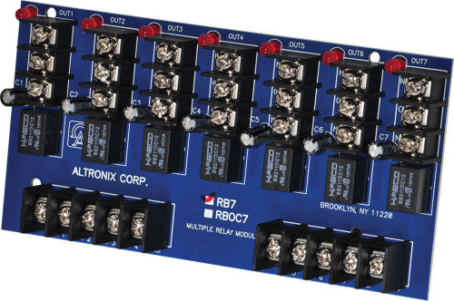 Altronix RB7 | Relay Module, Ultra Sensitive, 7 - 12/24VDC isolated form "C" @ 1A - 120VAC/28VDC