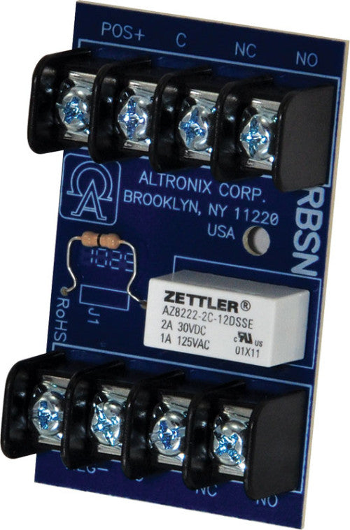 Altronix RBSN | Relay Module, 12/24VDC, DPDT Contacts @ 1A - 120VAC or 2A - 28VDC