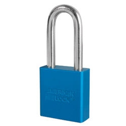 American Lock Company A1206BLU KZ | Blue Aluminum Padlock, Rekeyable, Zero-Bitted, 5-Pin, 2" Clearance