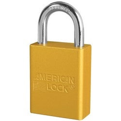 American Lock Company A3105YLWWO | Padlock, IC Core, 1-1/2" Aluminum Body, Yellow, 1" Clearance x 1/4" Dia. Boron Steel Shackle, Without Cylinder