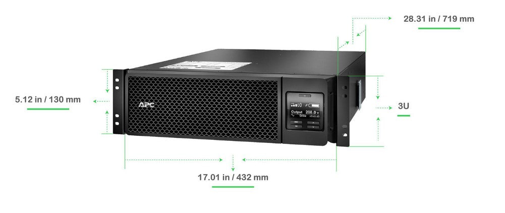 American Power Conversion SRT5KRMXLT-A | Smart-UPS On-Line, 5.4kVA, Rackmount 3U, 208V, 2x L6-20R+2x L6-30R NEMA outlets