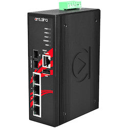 Antaira Technologies LMP-0501-S3-24-T-V2 | 5-Port Industrial PoE+ Managed Ethernet Switches with 4 10/100Tx (30W/Port) and 1 100Fx Single-Mode 30Km, 12-36VDC; EOT: -40-75C