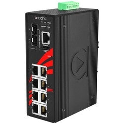 Antaira Technologies LMP-1002G-SFP-T | 10-Port IndustriaL PoE+ Managed Ethernet Switch with 8*10/100/1000Tx (30W/port) + 2*100/1000 SFP Slot; EOT: -40~75C